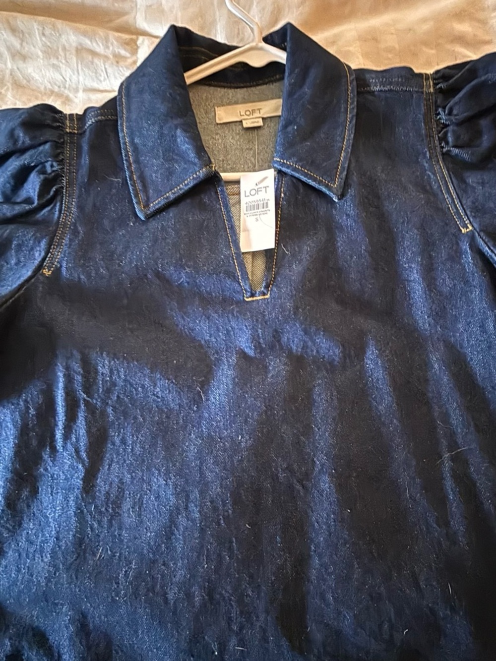 LOFT Dark Indigo Denim top. Never worn! - Picture 2 of 5